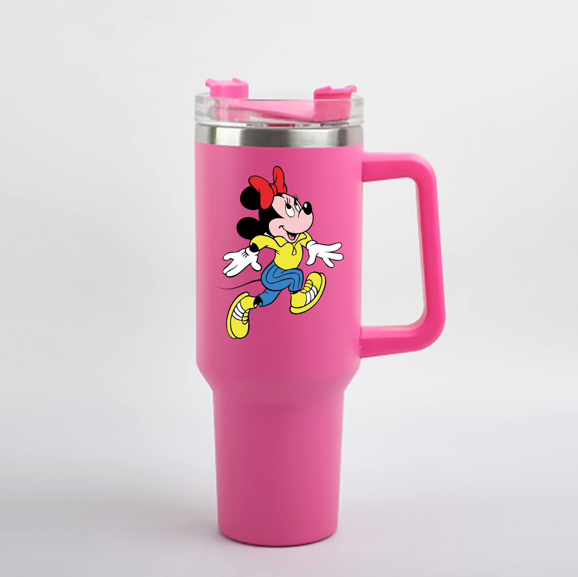 （画像用） ミッキーマウス Mickey Mouse 1200mL車用タンブラー - クリスタルステッカー（プラスチックストロー付き）